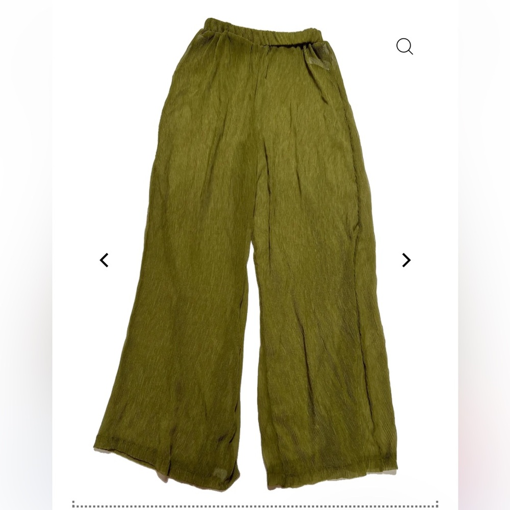 NWT‎ Nasty Gal- Green "Plisse" Sheer Pant.